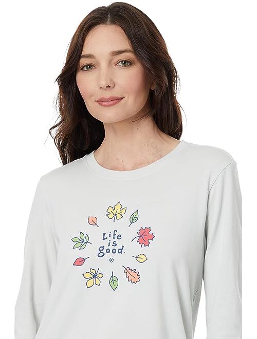 Life is Good Fall Leaves Long Sleeve Crusher Tee