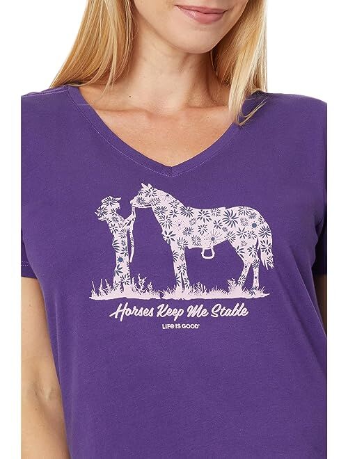 Life is Good Horses Keep Me Stable Short Sleeve Crusher Vee