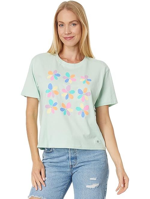 Life is Good Happy Daisies Short Sleeve Boxy Crusher Tee