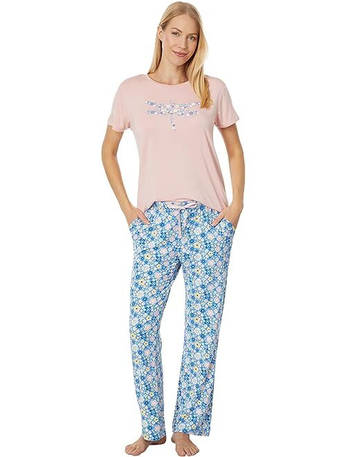 Life is Good Dragonfly Flowers Lightweight Sleep Tee