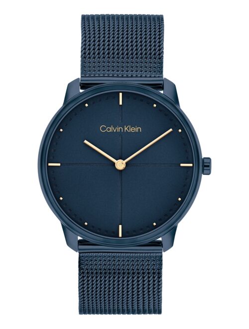 Calvin Klein Unisex Blue Stainless Steel Mesh Bracelet Watch 35mm