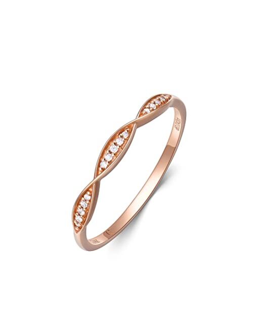 INURAN 14K/18K Rose Gold Moissanite Ring Women's Moissanite Diamond Wedding Stacked Band Solid Gold Anniversary Band Gift for Women (D color, VVS1 clarity)