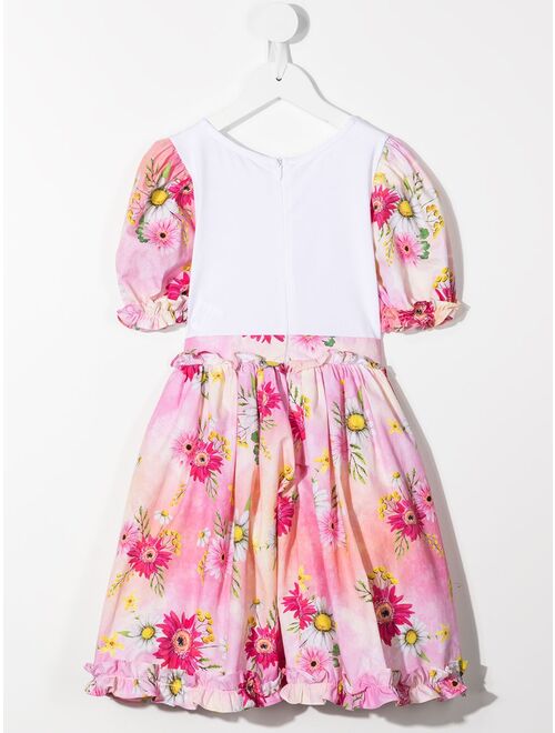 Patachou floral-print panelled smock dress