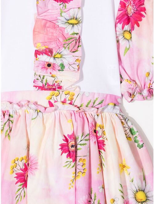 Patachou floral-print panelled smock dress