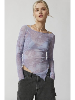 UO Pria Semi-Sheer Asymmetrical Top