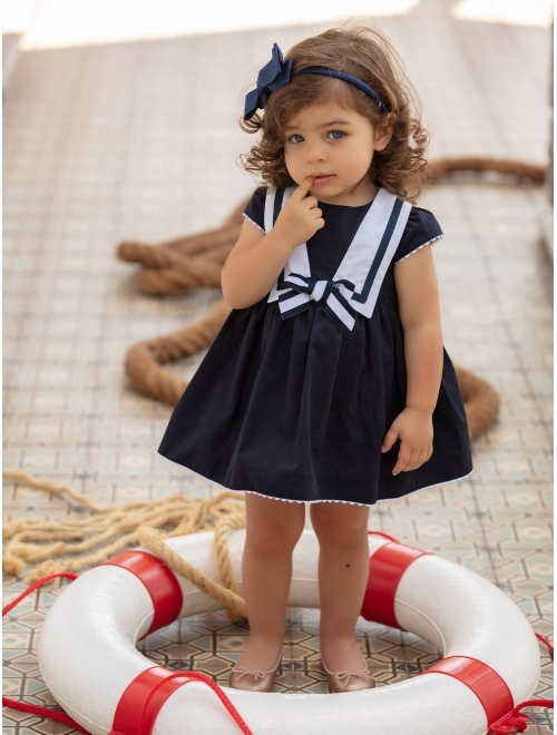 Patachou bow-detail sailor-collar dress