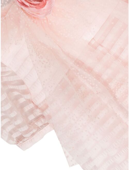 Patachou tulle-detail short-sleeved dress