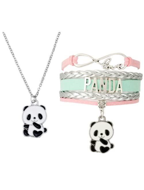 Winssigma Panda Necklace for Girls, Lovely Panda Keychain Panda Bracelet Panda Gift for Teens