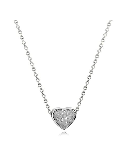 PORPI-JOJO Mathers Day Heart Initial Necklaces 18k White Gold Plated Letter Necklace With Initials Small Dainty Charm Cute Gifts For Little Girls Christmas Day Gifts for 