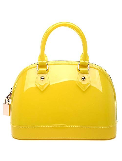 Maisorine Ladys Candy Color Jelly Handbag Satchel Tote Shell Bag Crossbody Shoulder Bag Top Handle Bags