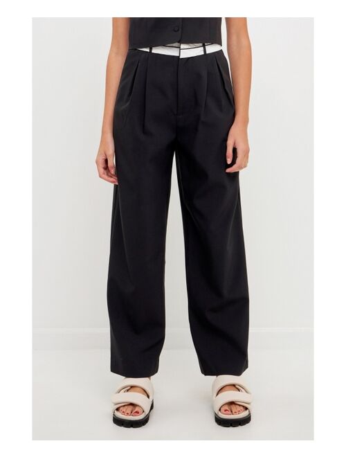 GREY LAB Women's Contrast Waist Pants