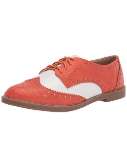 Ollio Women's Flat Shoe Wingtip Lace Up Two Tone Oxford