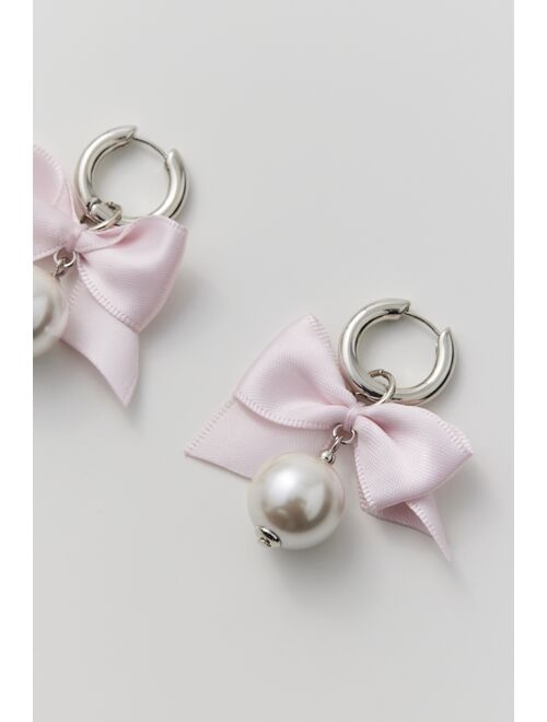 Pearl Bow Mini Hoop Earring