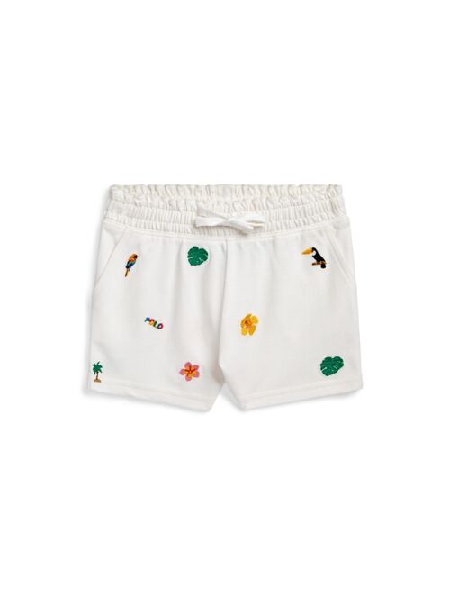 POLO RALPH LAUREN Toddler and Little Girls Tropical-Embroidery Cotton Mesh Shorts