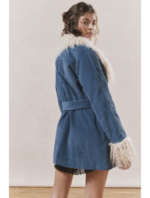 Urban Outfitters UO Tasha Faux Fur Corduroy Coat