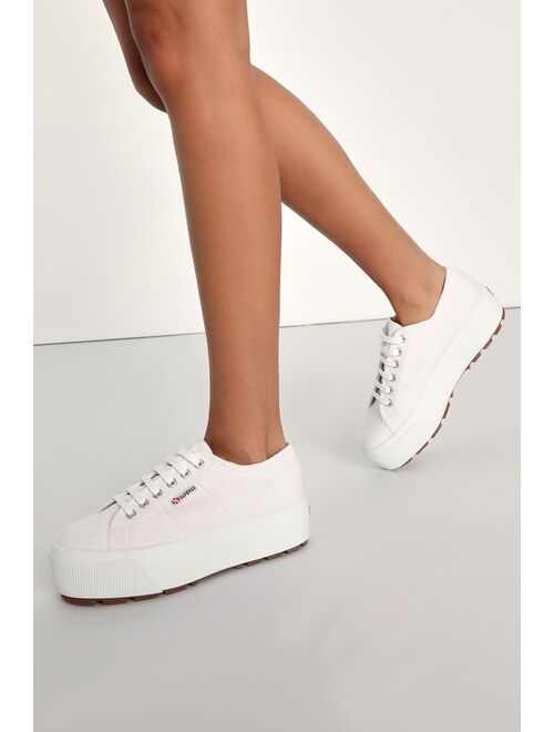 Superga 2790 Tank White Canvas Platform Sneakers