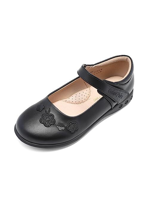 DREAM PAIRS Girls School Uniform Dress Shoes Mary Jane Black Flats