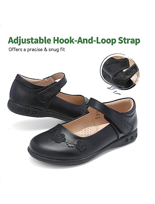 DREAM PAIRS Girls School Uniform Dress Shoes Mary Jane Black Flats