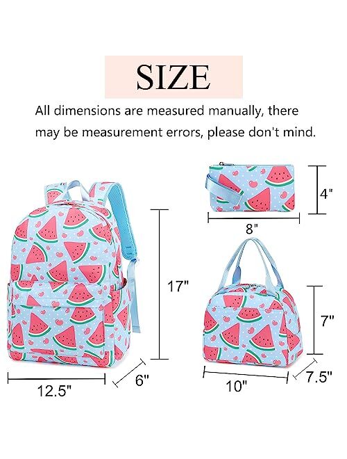 LOIDOU Backpack for Teen Girls Bookbags School Backpack with Lunch Box and Pencil Case 3 in 1 School Bags Set (Pink)