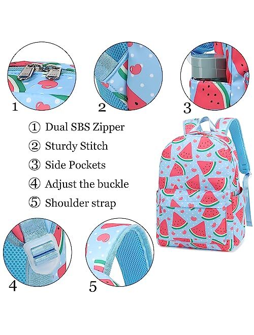 LOIDOU Backpack for Teen Girls Bookbags School Backpack with Lunch Box and Pencil Case 3 in 1 School Bags Set (Pink)