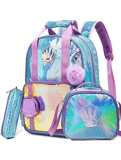 Meetbelify Girls Unicorn Reversible Sequin Backpack Set Magic Glitter Lightweight School Bookbag for Girls Kids Bling Backpack