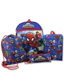 Super Hero Adventures Boys 5 piece Backpack and Snack Bag School Set (One Size, Blue/Red)