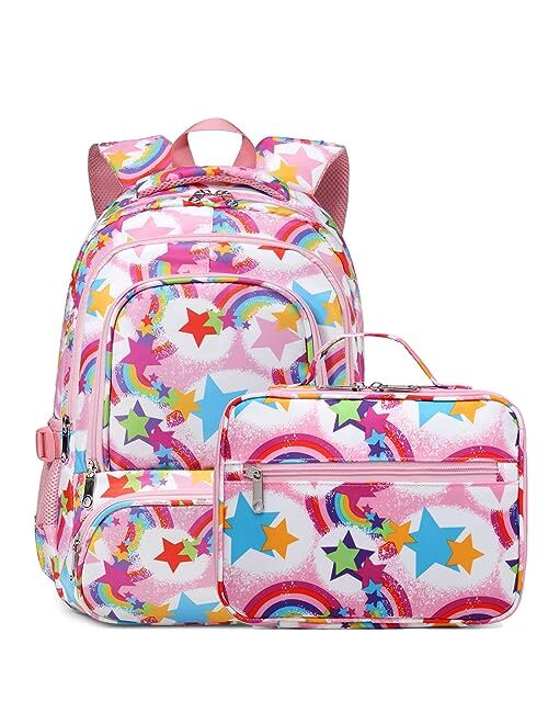 BLUEFAIRY Kids Backpack with Lunch Box for Boys Girls Elementary Middle School Backpack for Teens Child Youth Camo BookBags Sturdy Travel Gifts Mochila Para Ninos 17 Inch