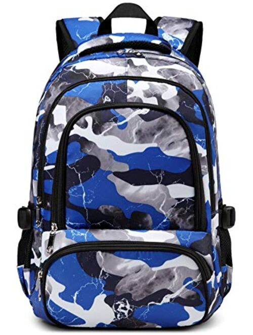 BLUEFAIRY Kids Backpack with Lunch Box for Boys Girls Elementary Middle School Backpack for Teens Child Youth Camo BookBags Sturdy Travel Gifts Mochila Para Ninos 17 Inch