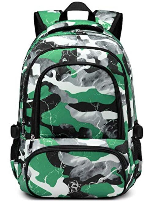 BLUEFAIRY Kids Backpack with Lunch Box for Boys Girls Elementary Middle School Backpack for Teens Child Youth Camo BookBags Sturdy Travel Gifts Mochila Para Ninos 17 Inch