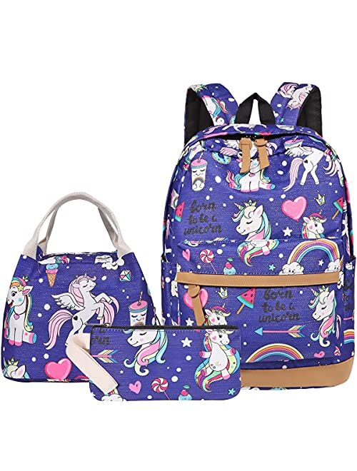 DUPHLAGT Girls Backpack for Kids Schoolbags - Lightweight Backpack for Teens Girls Bookbag Set with Lunch Box & Pencil Case