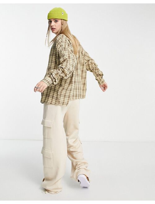 COLLUSION oversized check shirt in neutral