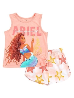 Princess Ariel Girls Tank Top and Dolphin Shorts Toddler to Big Kid