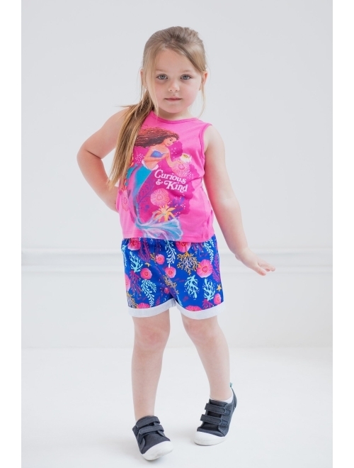 Disney Princess Ariel Girls Tank Top and Dolphin Shorts Toddler to Big Kid