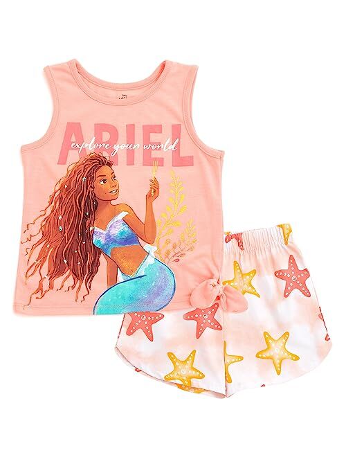 Disney Princess Ariel Girls Tank Top and Dolphin Shorts Toddler to Big Kid