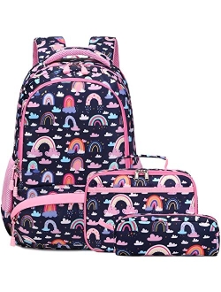 Dafelile Backpack Unicorn for Girls School Preschool Backpack for Girls 3 IN 1 School Bookpack Set with Lunch Bag Pencil Bag