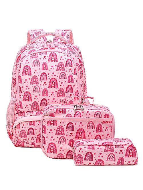 Dafelile Backpack Unicorn for Girls School Preschool Backpack for Girls 3 IN 1 School Bookpack Set with Lunch Bag Pencil Bag