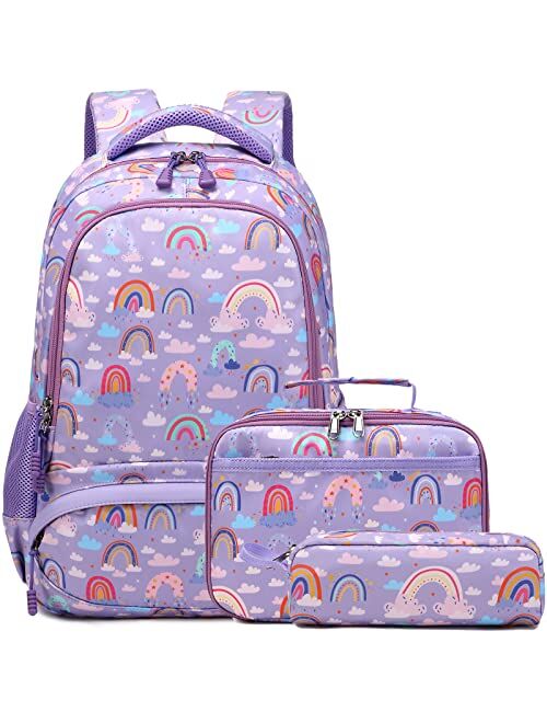 Dafelile Backpack Unicorn for Girls School Preschool Backpack for Girls 3 IN 1 School Bookpack Set with Lunch Bag Pencil Bag