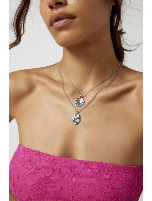 Urban Outfitters Delicate Hammered Charm Layering Necklace Set