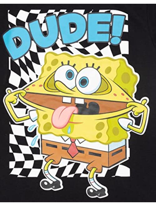 SpongeBob SquarePants Kids T-Shirt | Boys Girls Dude Checker Character Short Sleeve Black Top