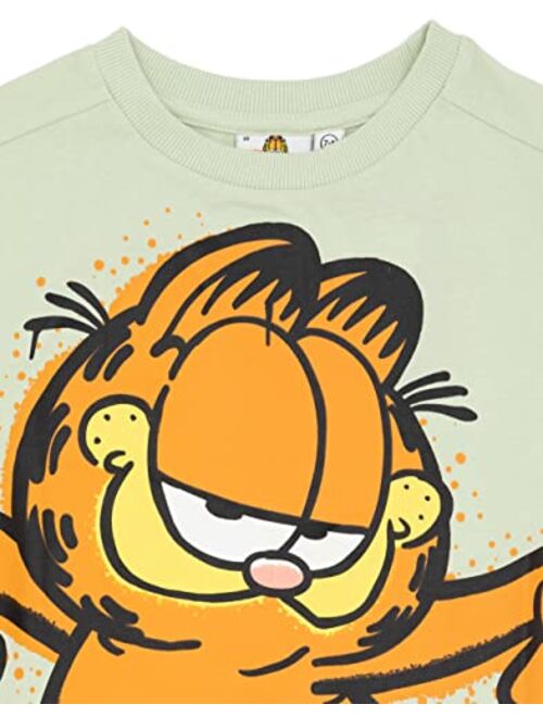 Garfield Kids T-Shirt | Boys Girls Character Skateboard Short Sleeve Pastel Green Top