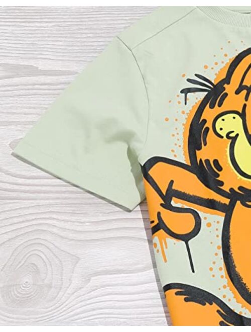 Garfield Kids T-Shirt | Boys Girls Character Skateboard Short Sleeve Pastel Green Top