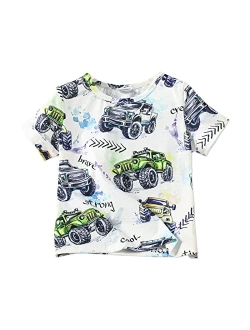 PATPAT Toddler Boys Short-Sleeve T-Shirt Cartoon Print Shirt Crewneck Tee