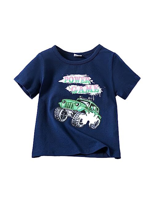 PATPAT Toddler Boys Short-Sleeve T-Shirt Cartoon Print Shirt Crewneck Tee