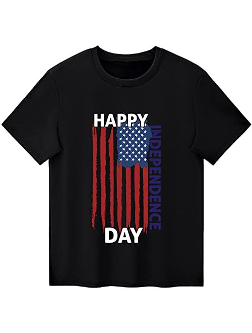 MUJOQE Boys Girls 4th of July T-Shirt American Flag Short Sleeve Shirts Kids Independence Day Clothes Patriotic Tees Tops 1-8T