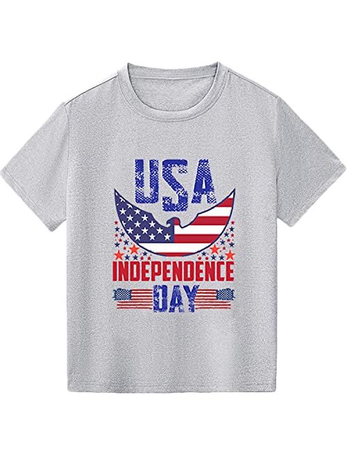 MUJOQE Boys Girls 4th of July T-Shirt American Flag Short Sleeve Shirts Kids Independence Day Clothes Patriotic Tees Tops 1-8T