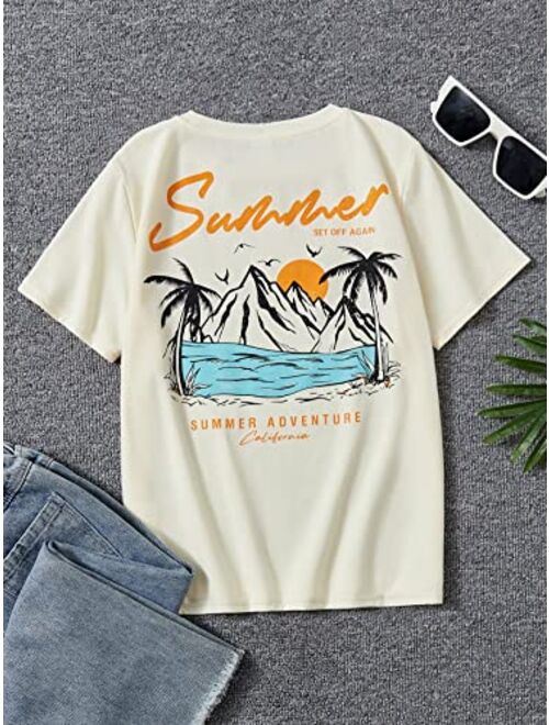 Cozyease Boys' Oversized Letter Graphic Print Tee Top Round Neck Short Sleeve Casual Summer T Shirt