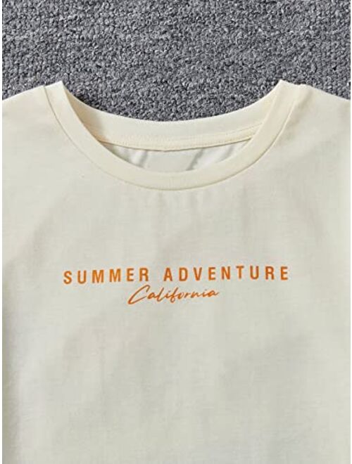 Cozyease Boys' Oversized Letter Graphic Print Tee Top Round Neck Short Sleeve Casual Summer T Shirt