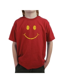 LA Pop Art Big Boy's Word Art T-shirt - Be Happy Smiley Face