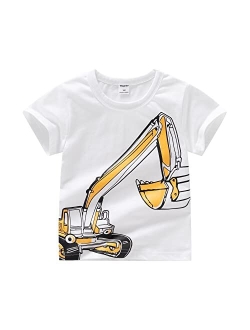 Waghao Boys Toddler Short Sleeve Tee T Shirt Tops Tees Shirts Graphic Cotton Casual Crewneck T-Shirts