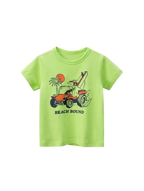 Waghao Boys Toddler Short Sleeve Tee T Shirt Tops Tees Shirts Graphic Cotton Casual Crewneck T-Shirts